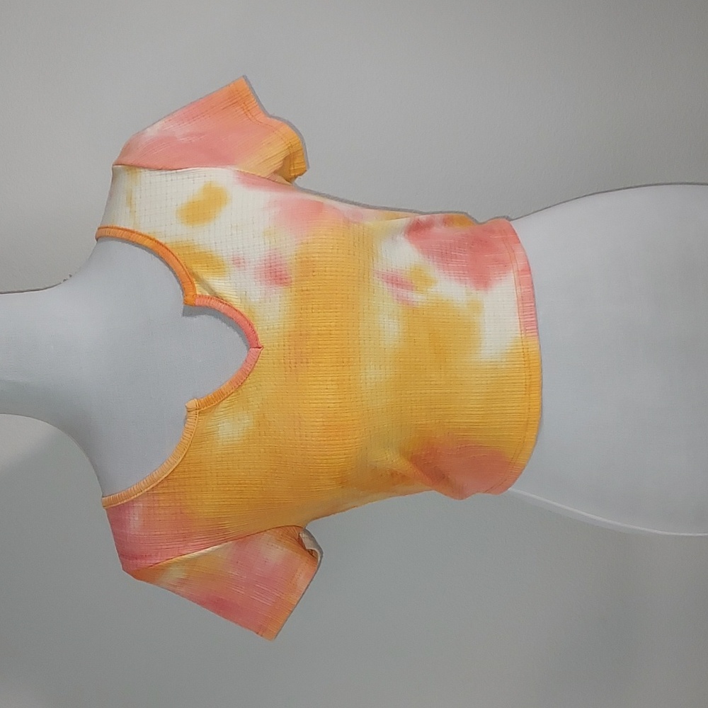 Papaya Tie Dye Short Sleeve Crop Top Baby Tee Shirt Size Medium Made in the USA